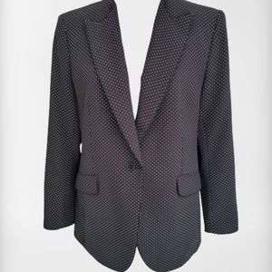 ANNE Klein size 14 black womens polka dot jacket blazer suit top